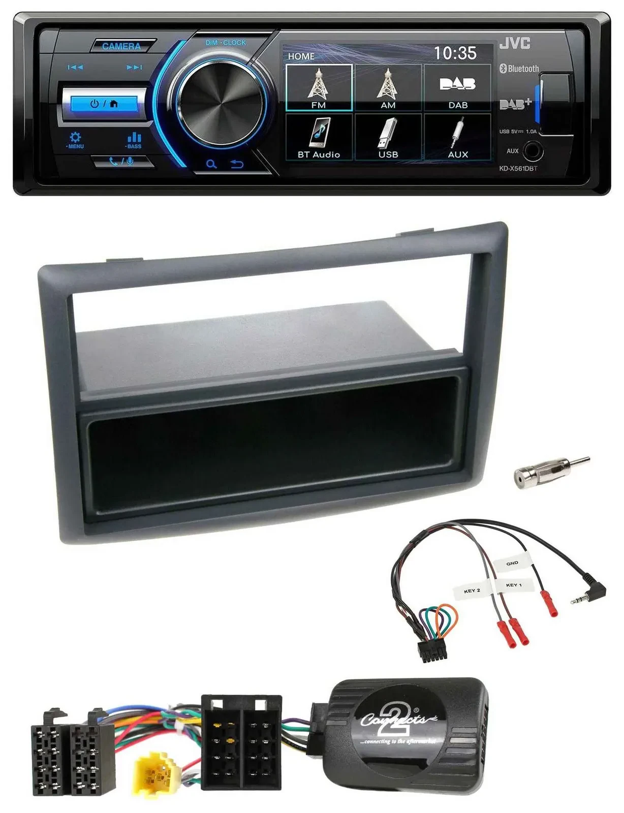 JVC Bluetooth Lenkrad USB DAB Autoradio für Renault Megane 2007-2008 schwarz