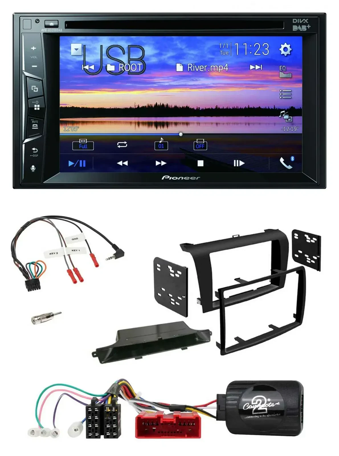 Автомагнитола Pioneer 2DIN, Bluetooth, USB, DVD, DAB, для Mazda 3 (2003–2009), чёрная, поддержка кнопок на руле