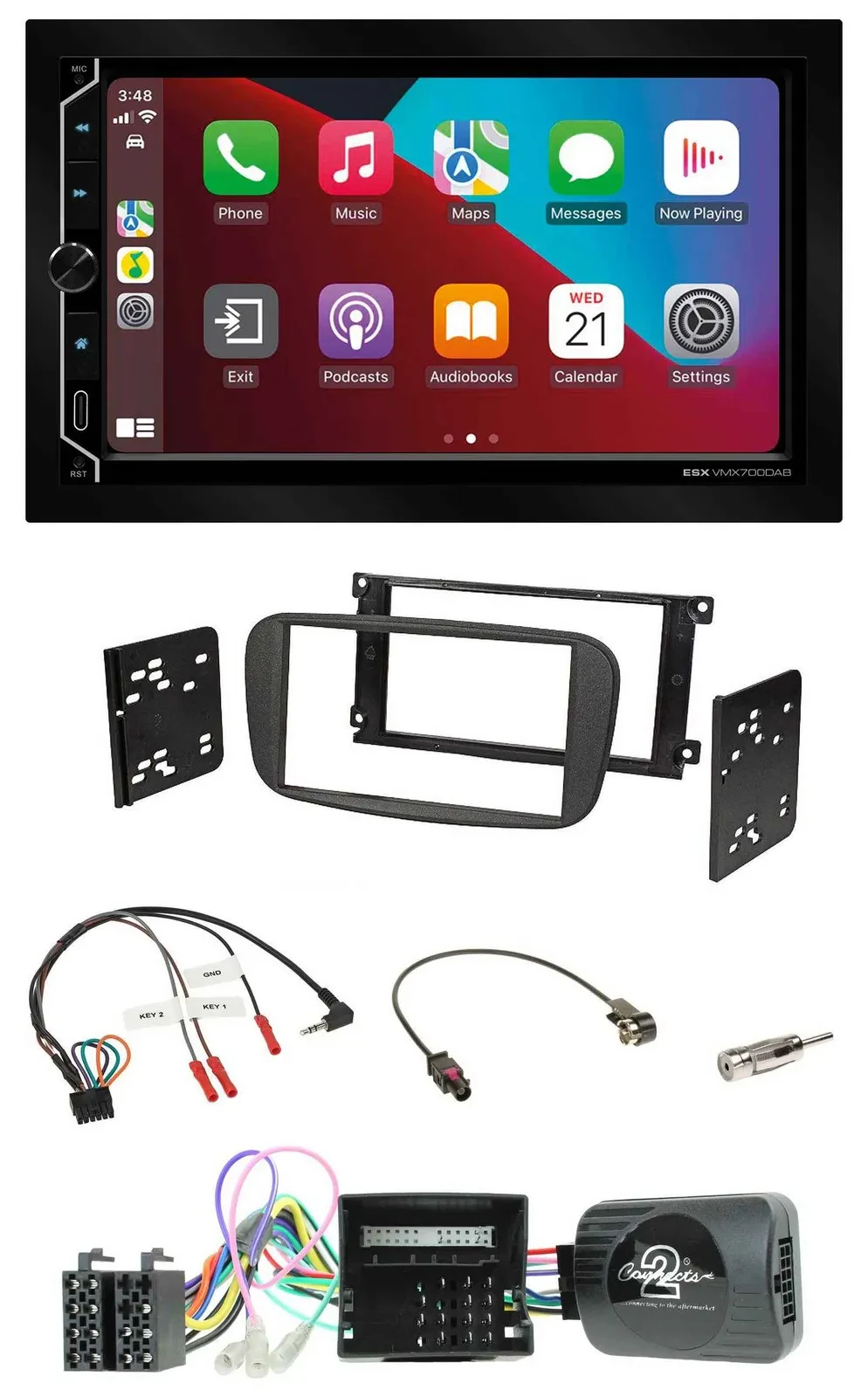 Автомагнитола ESX 2DIN DAB USB Bluetooth для Ford Focus/C-Max/Galaxy (с 2007) с поддержкой кнопок на руле