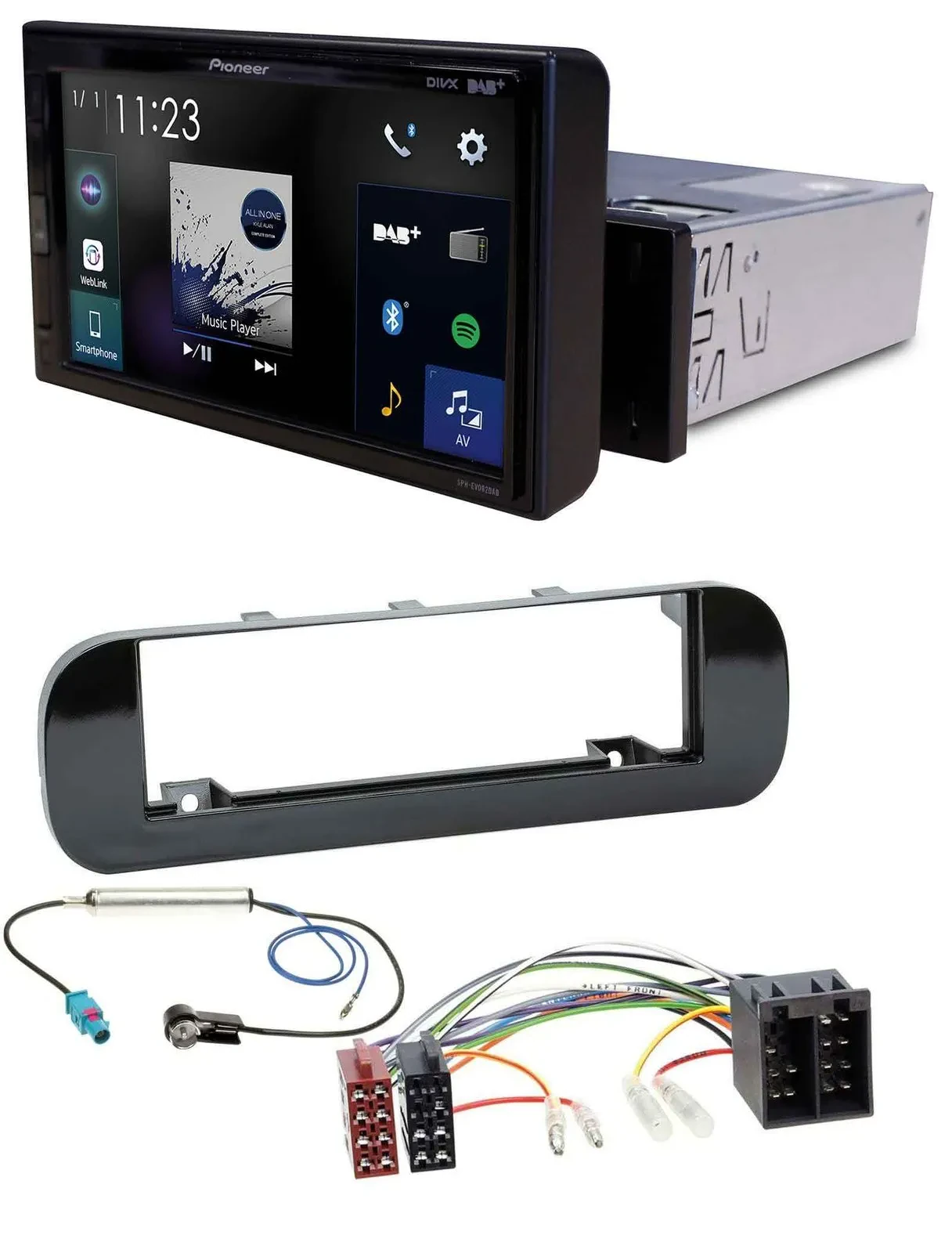 Pioneer DAB MP3 Bluetooth USB Autoradio für Fiat Panda (ab 2012) - glänzend