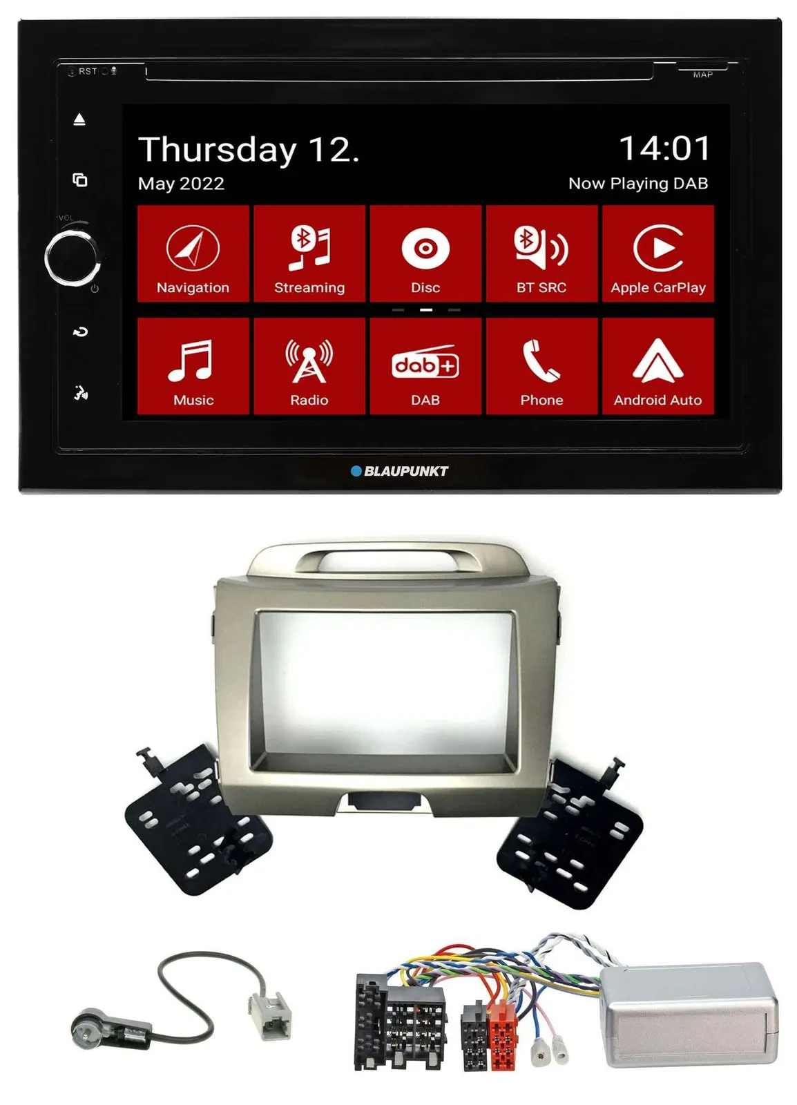 Blaupunkt 2DIN Lenkrad Bluetooth USB TMC DAB Navigation für Kia Sportage 3 2010-