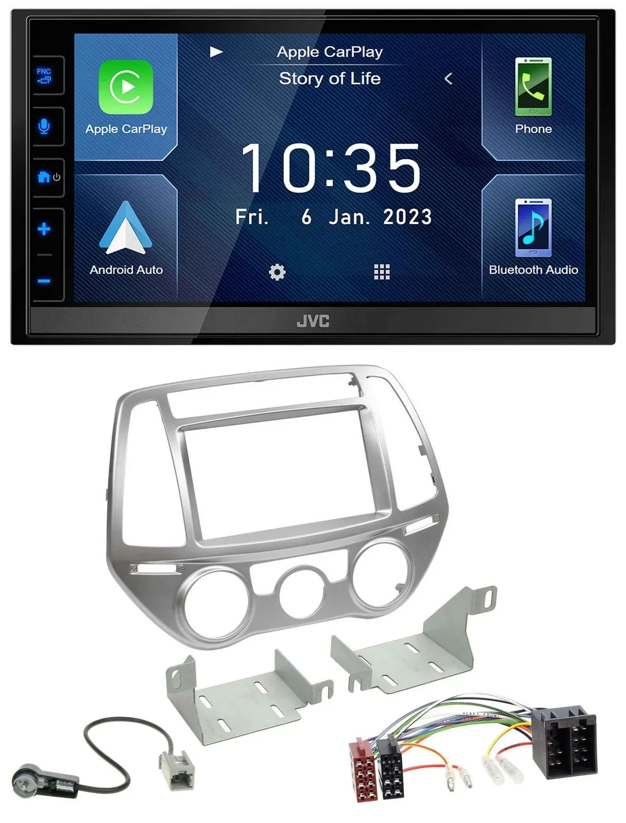 JVC DAB Bluetooth MP3 USB 2DIN Autoradio für Hyundai i20 12-14 man. Klima