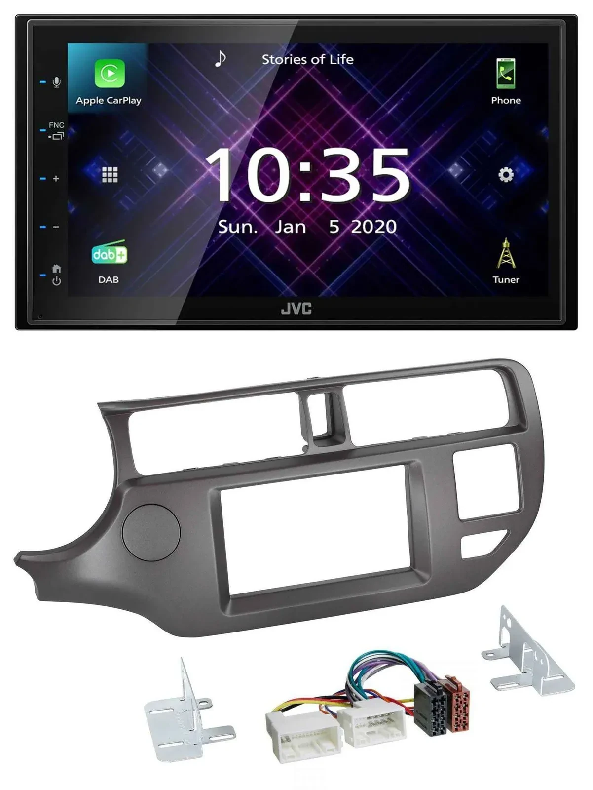 JVC DAB 2DIN MP3 Bluetooth USB Autoradio für Kia Rio UB 11-14 anthrazit