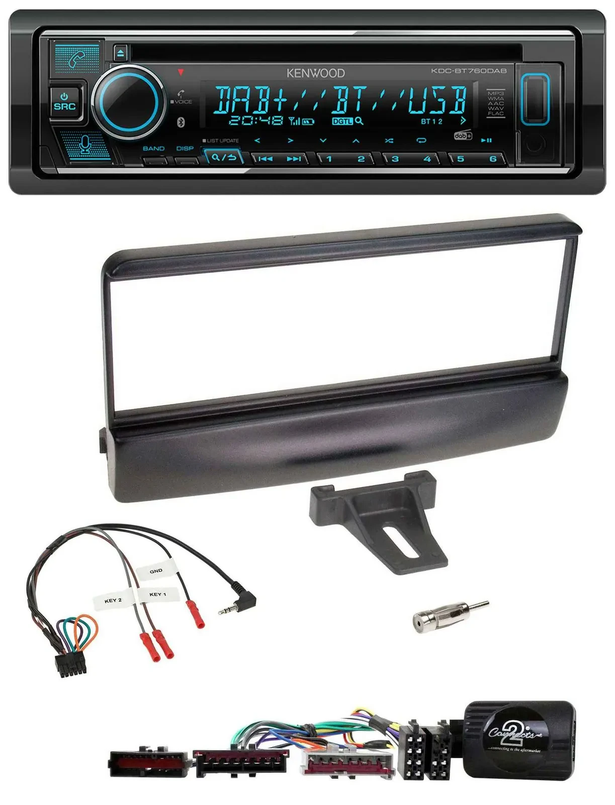Kenwood Lenkrad Bluetooth DAB USB CD Autoradio für Ford Mondeo 2000-02 schwarz