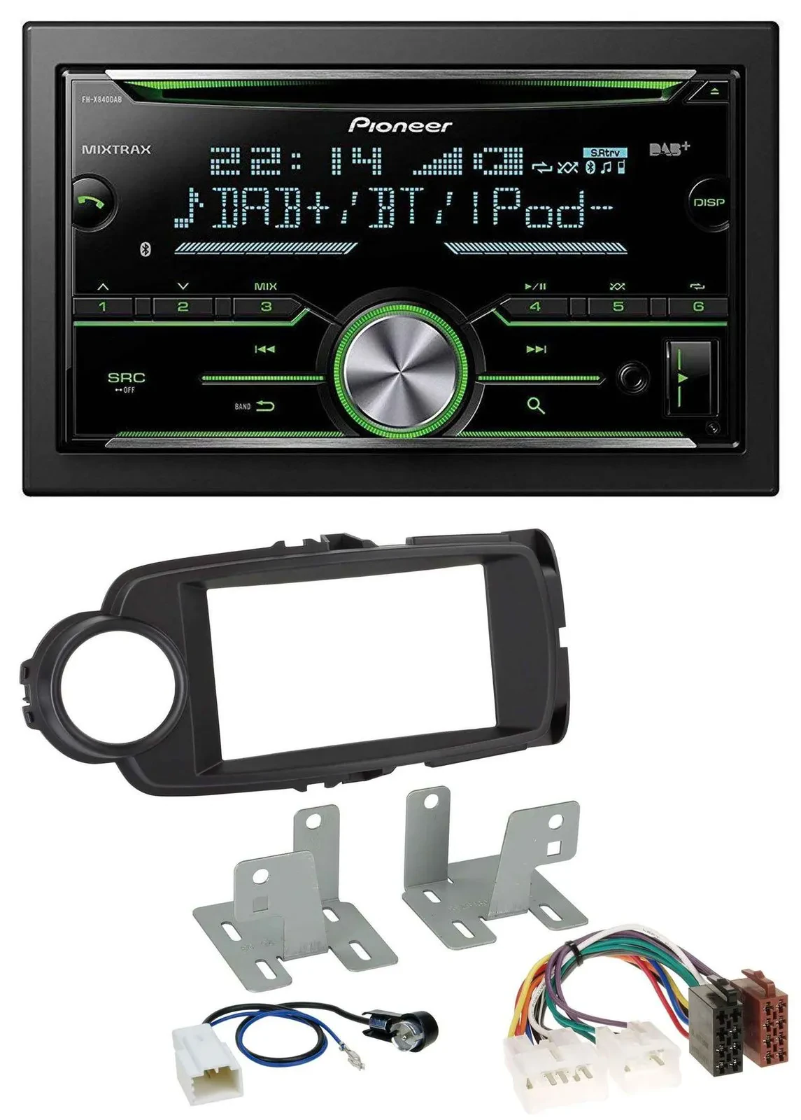 Автомагнитола Pioneer 2-DIN, Bluetooth, DAB, USB, CD, для Toyota Yaris (2011–2020), черная