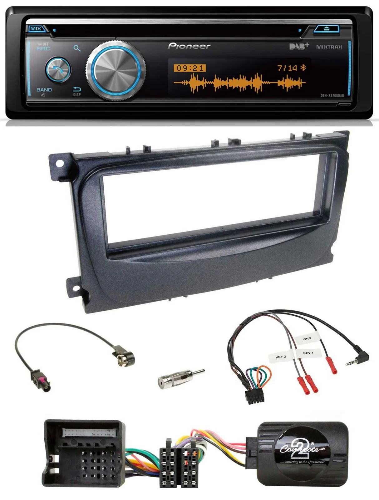 Pioneer Lenkrad DAB USB CD Bluetooth Autoradio für Ford S-Max Mondeo 07-14 schwa