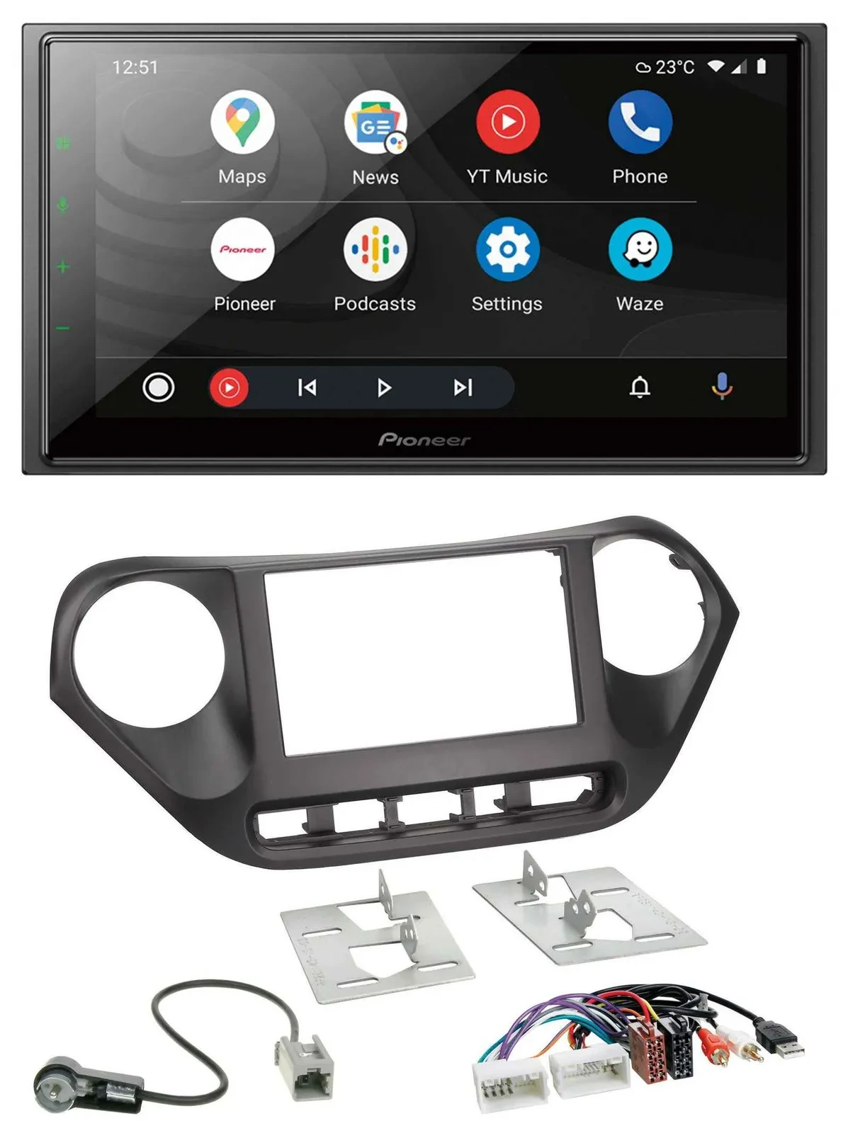Pioneer USB 2DIN DAB MP3 Bluetooth Autoradio für Hyundai i10 ab 2013 AUX USB
