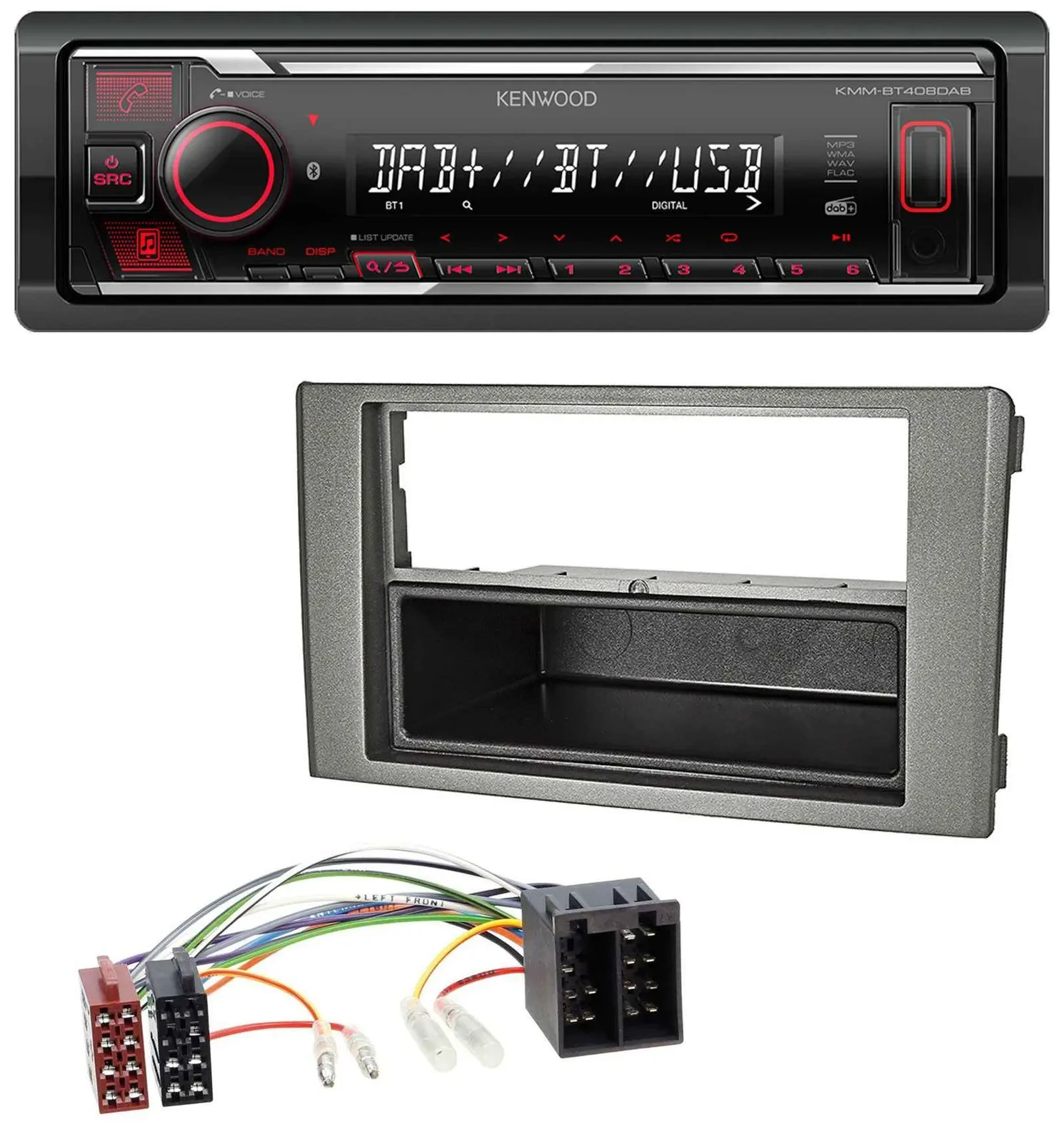 Kenwood MP3 Bluetooth USB DAB Autoradio für Iveco Daily (06-14) dunkelgrau