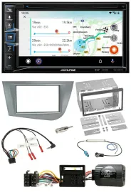 Alpine Bluetooth TMC USB DAB 2DIN Lenkrad Navigation für Seat Leon 2005-2012 sil