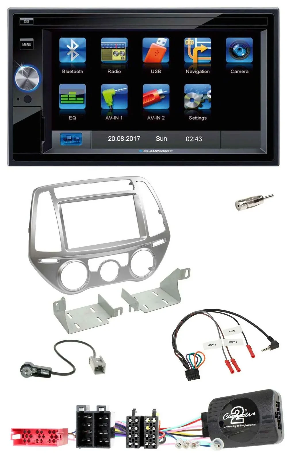 Blaupunkt Lenkrad USB Bluetooth TMC 2DIN Navigation für Hyundai i20 2012-2014 ma