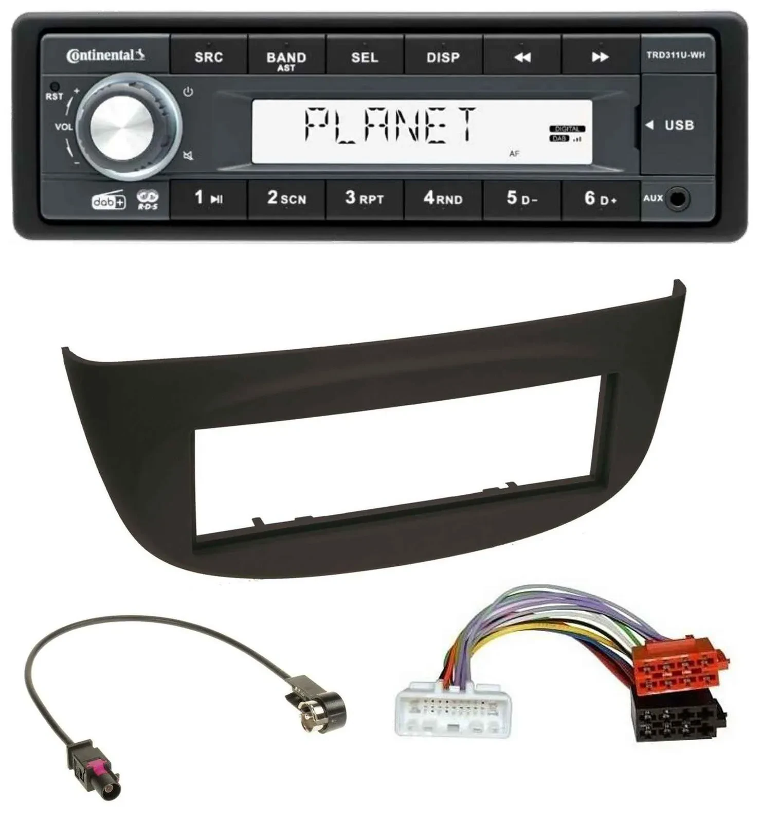 Автомагнитола для Renault Twingo Continental 1DIN MP3 USB AUX DAB черная