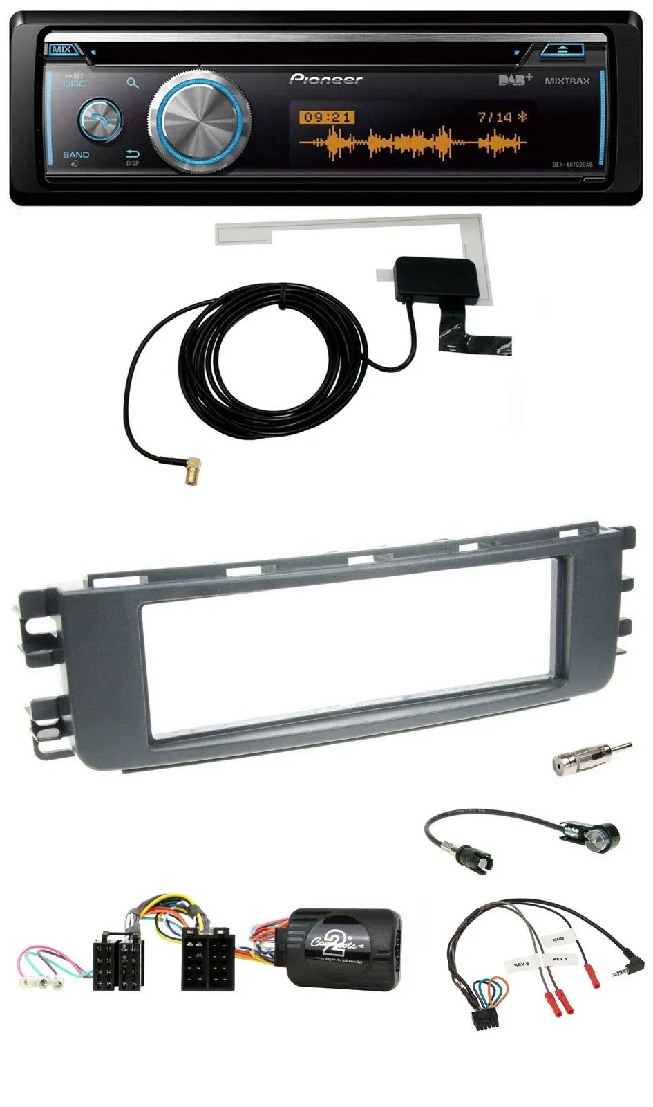 Pioneer Bluetooth DAB Lenkrad USB CD Autoradio für Smart ForFour 04-06 W454 Audi