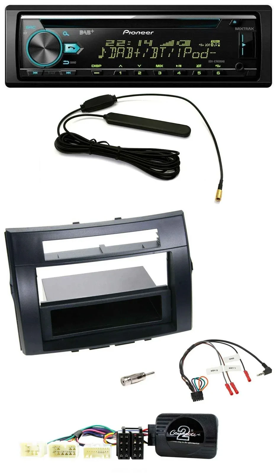 Автомагнитола Pioneer CD/MP3, DAB, USB, поддержка кнопок на руле, для Toyota Corolla Verso (2004–2007), черная