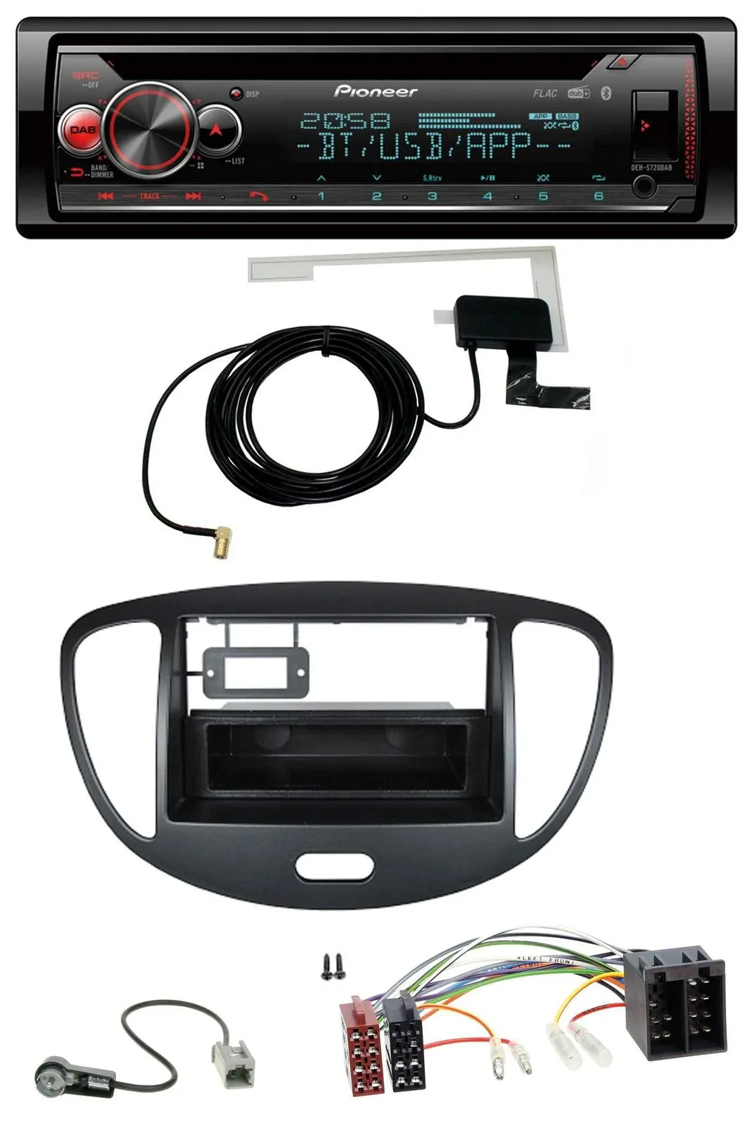 Автомагнитола Pioneer DAB CD MP3 USB Bluetooth для Hyundai i10 (2008–2013) черная