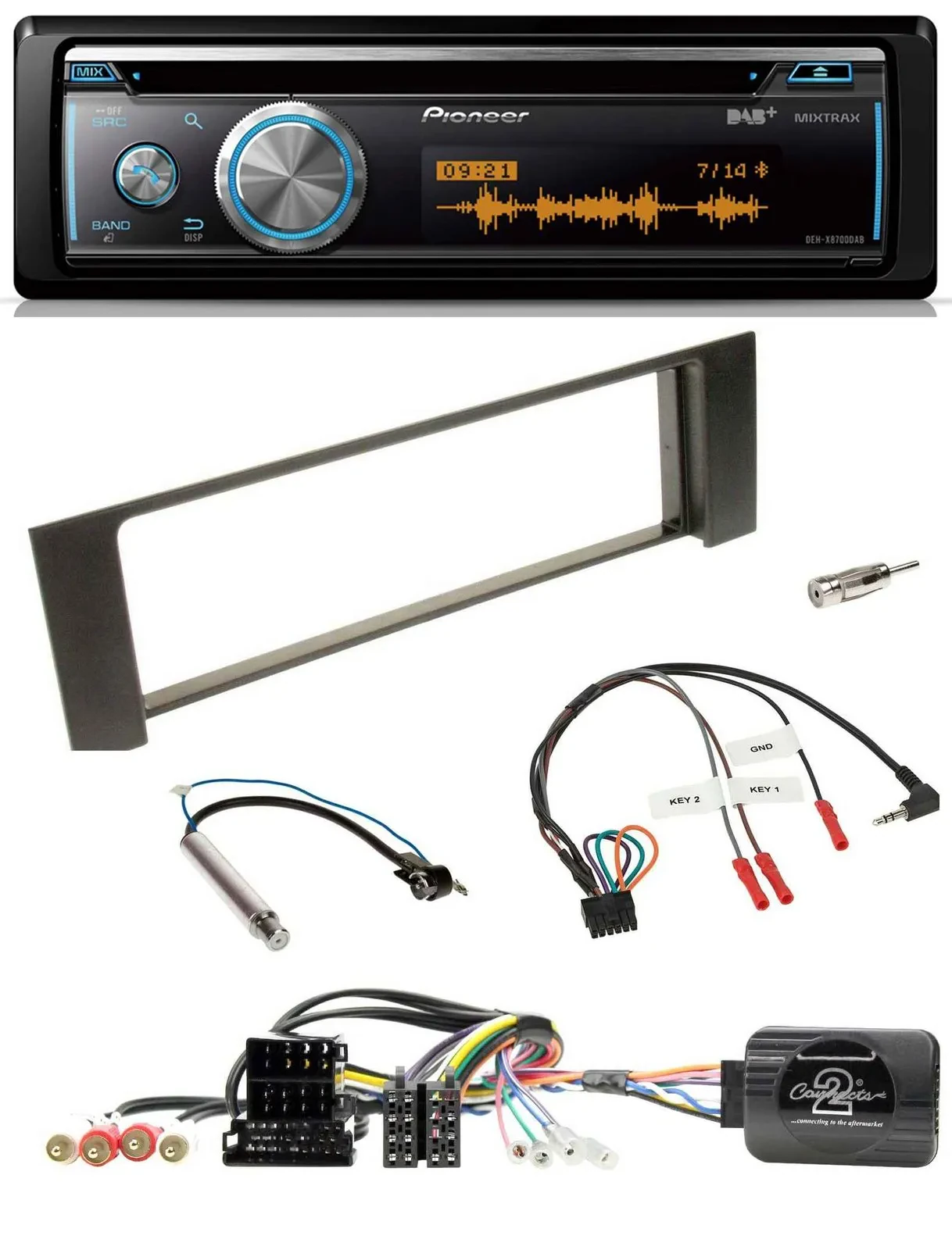 Автомагнитола Pioneer DAB, USB, CD, Bluetooth для Audi A4 (2000–2009), ISO Fakra