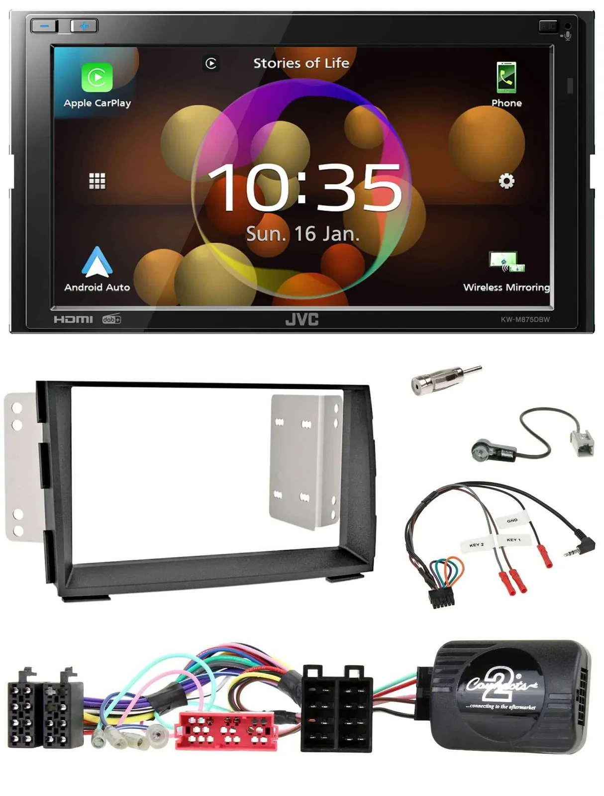 JVC DAB Lenkrad 2DIN Bluetooth USB Autoradio für Kia Venga 2010-2019