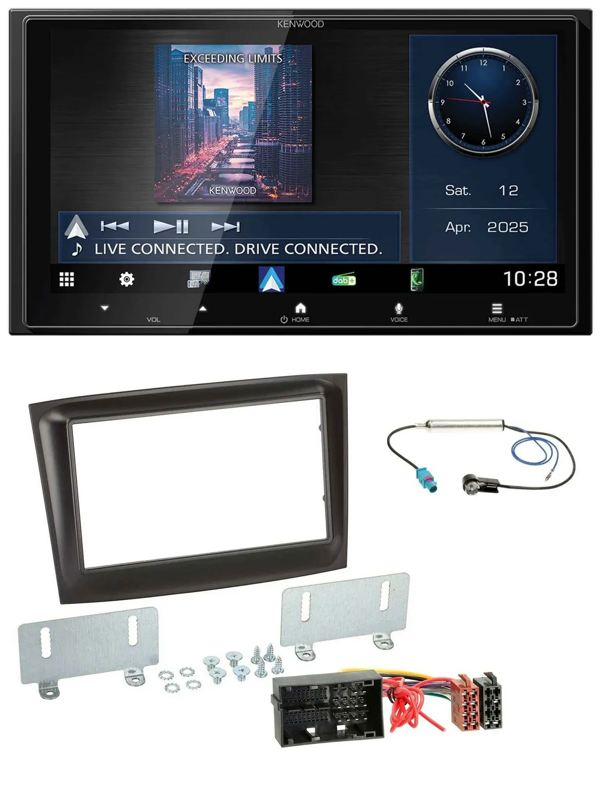 Kenwood Bluetooth 2DIN USB DAB MP3 Autoradio für Fiat Doblo ab 2015 schwarz