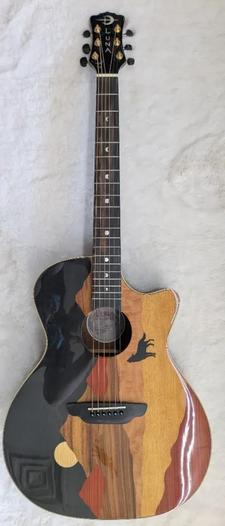 Luna Guitars Vista Wolf Koa Body Acoustic Electric Guitar with hardshell Case