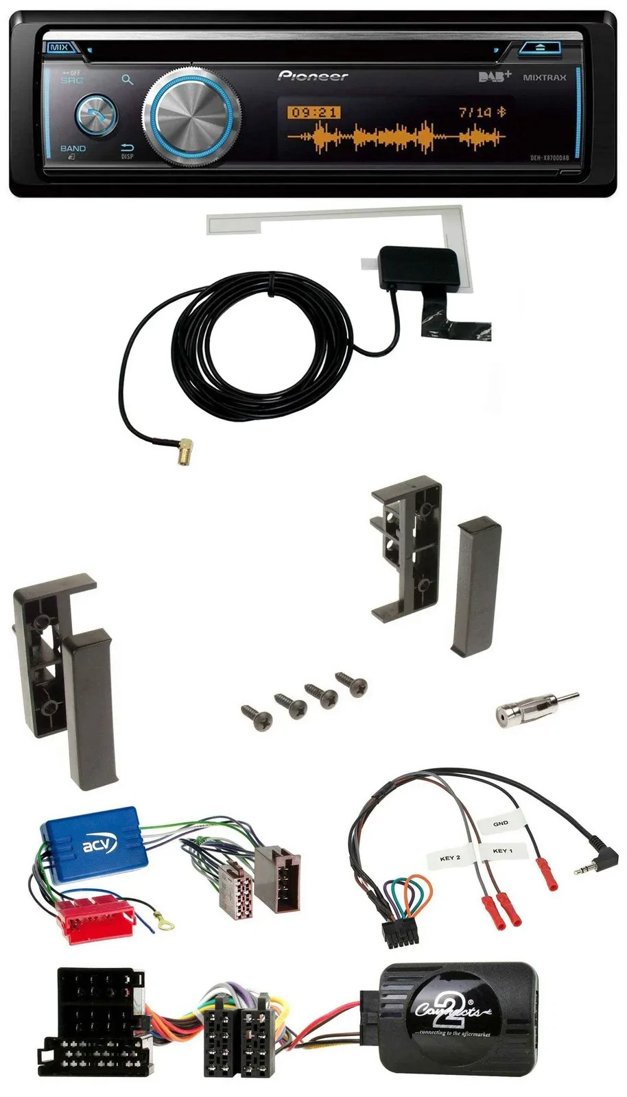 Pioneer Bluetooth DAB Lenkrad USB CD Autoradio für Audi A3 A4 A6 99-00 Aktivsyst