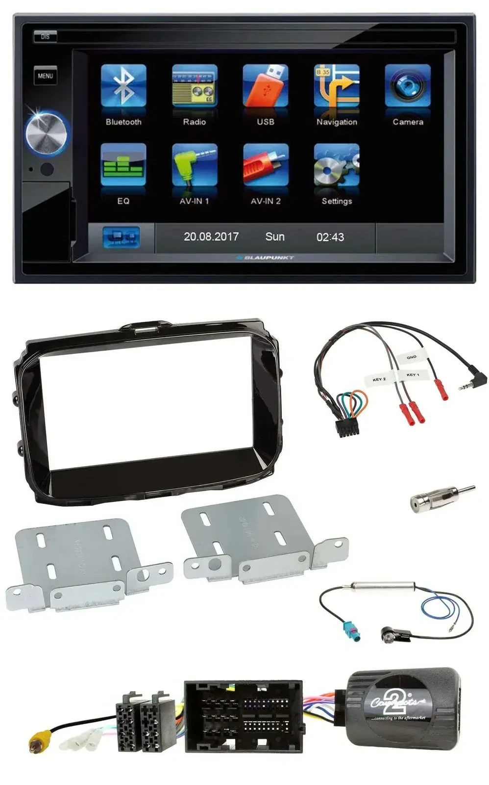 Blaupunkt SD USB TMC Bluetooth 2DIN Lenkrad Navigation für Alfa Giulietta 2014-2