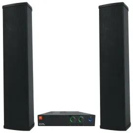 JBL CSA 280Z Amplifier+(2) Column Line Array 70V Commercial Speakers in Black