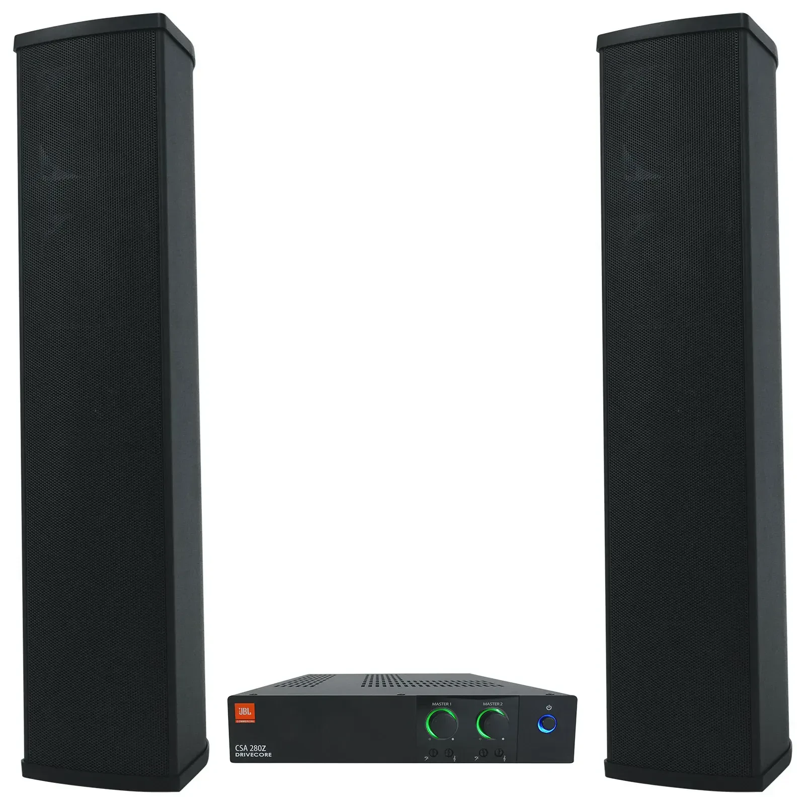 JBL CSA 280Z Amplifier+(2) Column Line Array 70V Commercial Speakers in Black