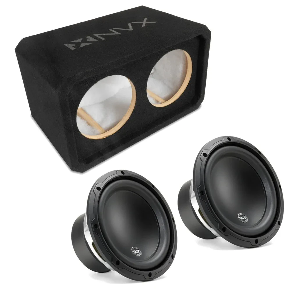NVX NE82S Dual 8" Sealed 3/4" MDF Sub Enclosure w/ W3v3 Car Subwoofer