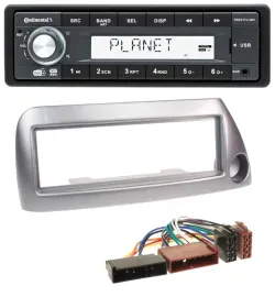 Автомагнитола Continental 1-DIN MP3 USB AUX DAB для Ford Ka (до 2008) серебристый металлик
