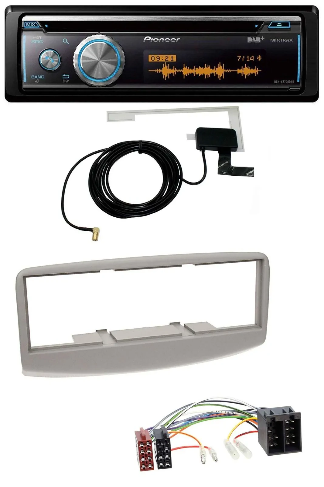 Автомагнитола Pioneer Bluetooth DAB MP3 USB CD, серый, для Fiat Multipla (186) 1999–2010