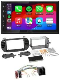 Kenwood MP3 USB DAB 2DIN Bluetooth Autoradio für Fiat 500 bis 2012 schwarz soft