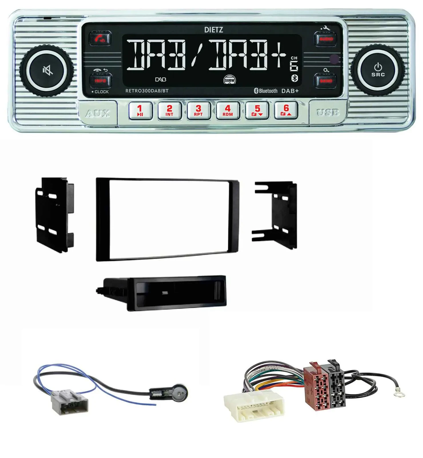 Dietz Bluetooth MP3 DAB USB Autoradio für Nissan Micra 2013-2017 schwarz matt