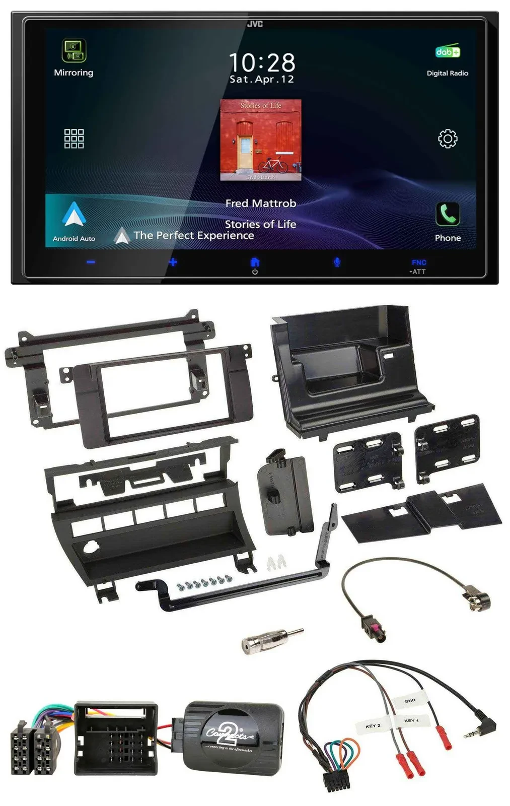 JVC USB Bluetooth 2DIN DAB Lenkrad Autoradio für BMW 3er 2001-2006 5 Schalteröff