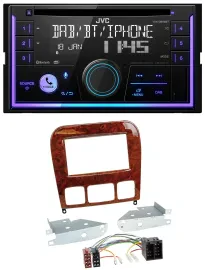 Автомагнитола для Mercedes S-Class (1998–2005) JVC 2DIN DAB Bluetooth CD MP3 USB, отделка под дерево