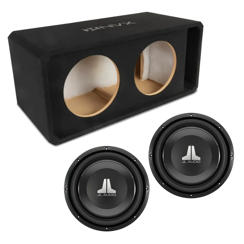 NVX NE122P Dual 12" Slot Ported 3/4" MDF Sub Enclosure w/ W1v3 Car Subwoofer