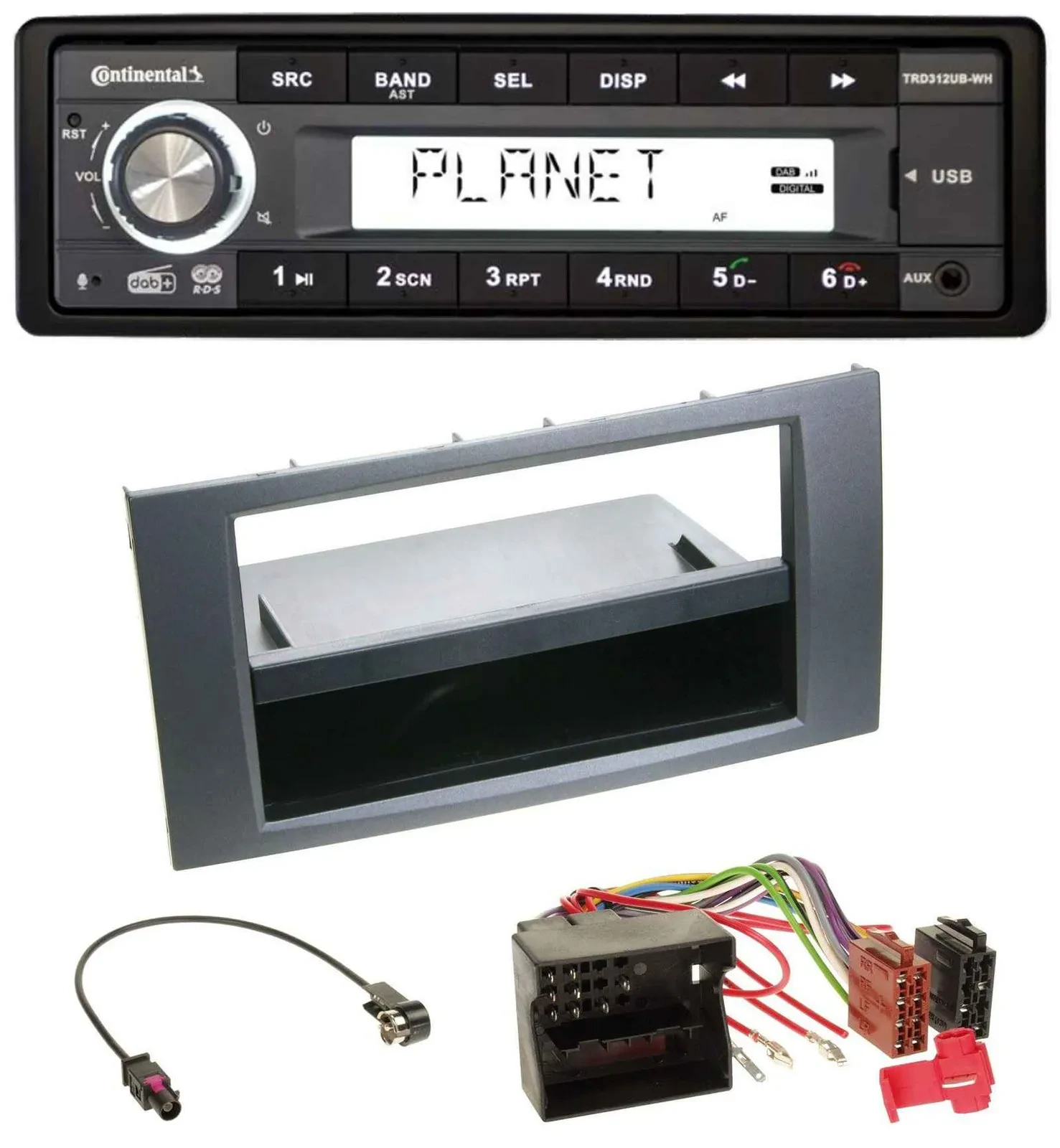 Автомагнитола Continental 1DIN USB AUX DAB MP3 для Ford Focus, C-Max, Galaxy, S-Max (с 2003)
