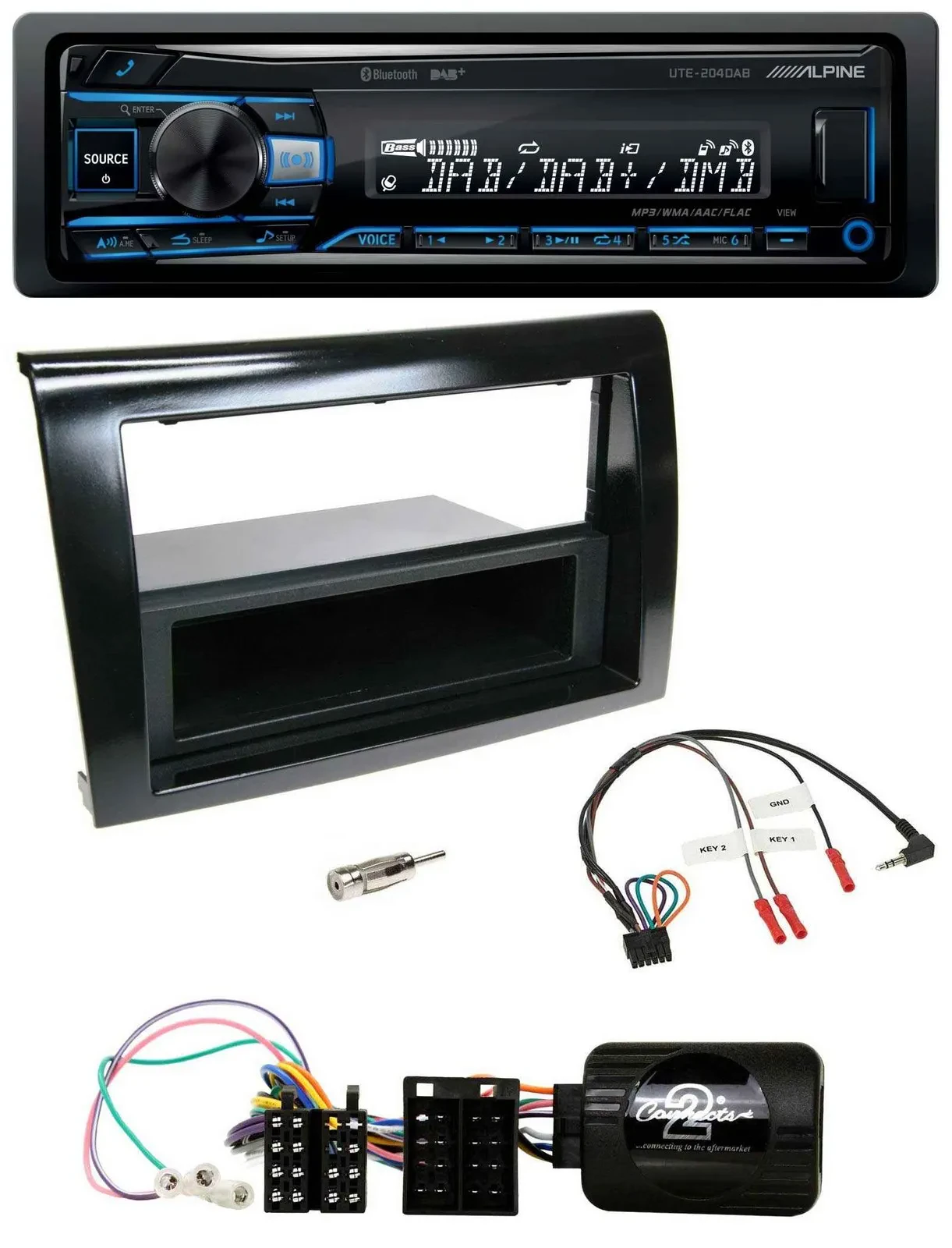 Alpine USB Bluetooth DAB Lenkrad Autoradio für Fiat Bravo 2007-2014