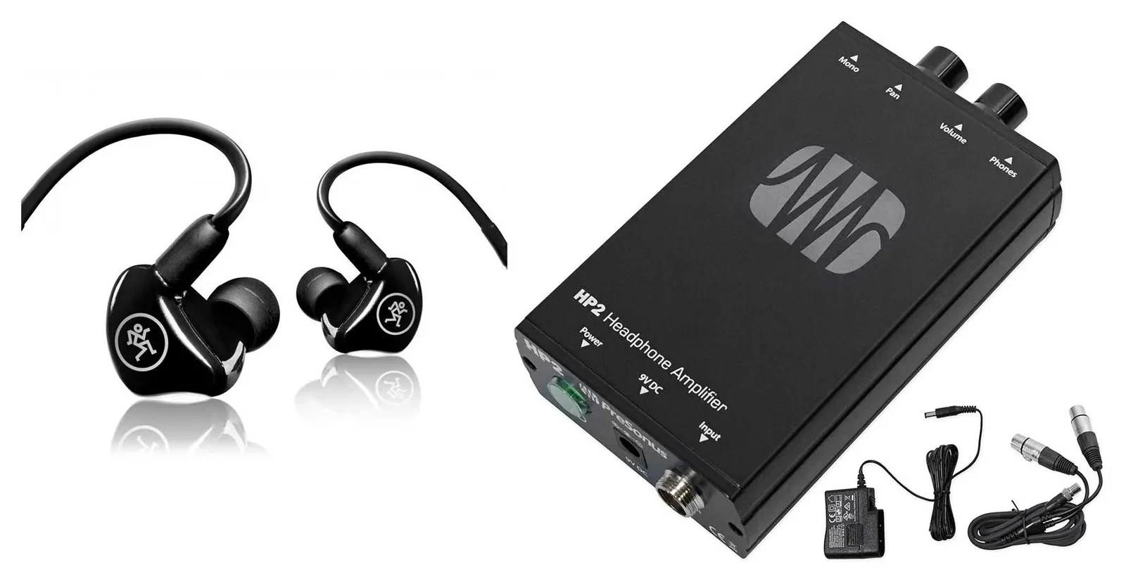 Mackie MP-240 Dual Hybrid Driver Pro In-Ear Monitors+Case+Presonus Headphone Amp