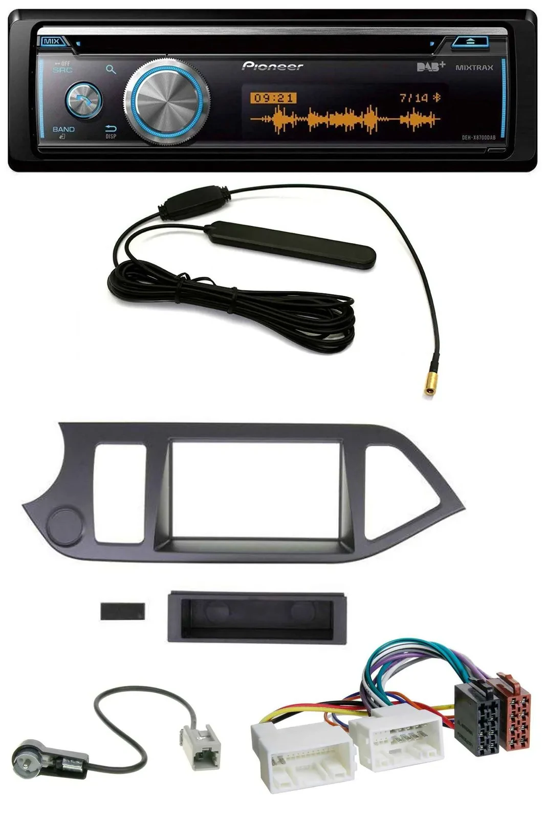 Pioneer CD USB Bluetooth DAB MP3 Autoradio für Kia Picanto ab 2011 ohne Start-St