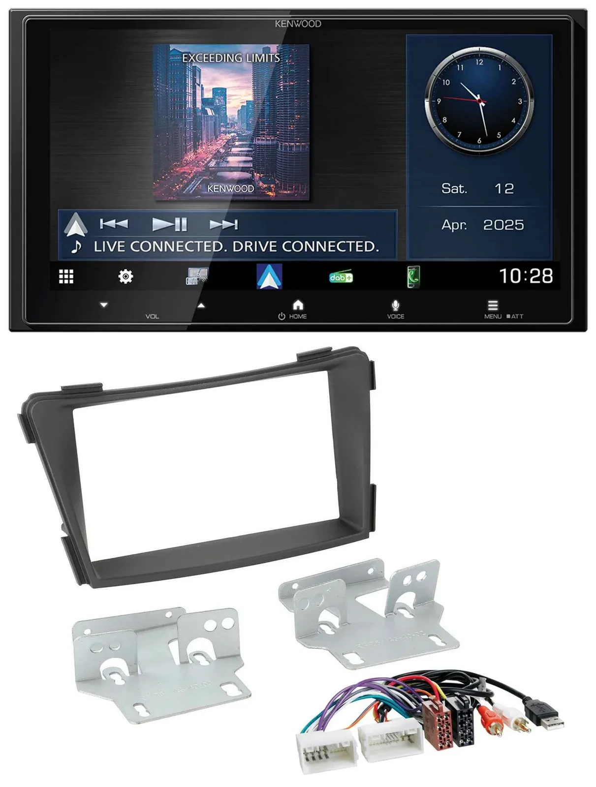 Kenwood Bluetooth 2DIN USB DAB MP3 Autoradio für Hyundai i40 ab 2011 VF schwarz