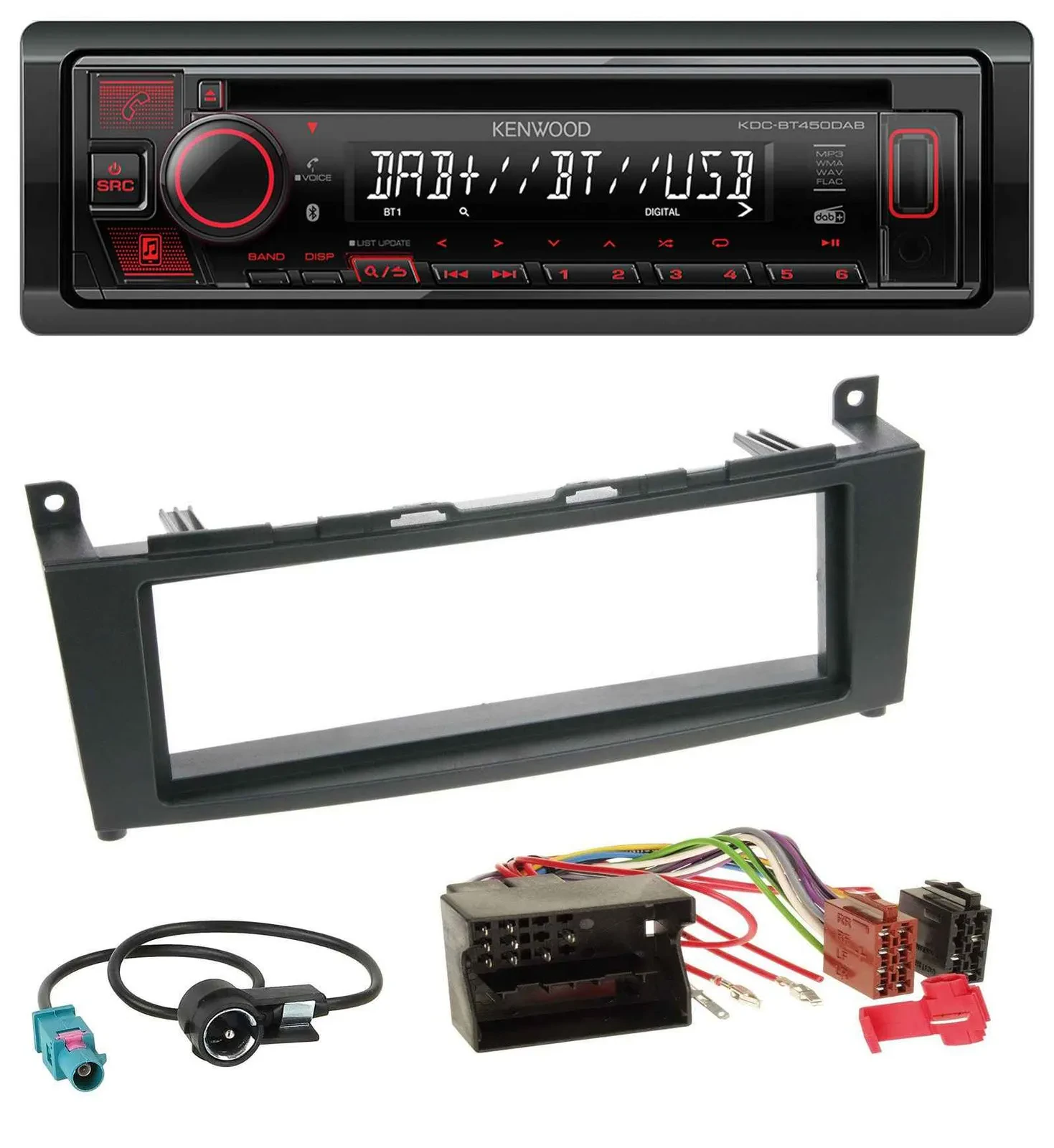 Автомагнитола Kenwood MP3/CD/USB/Bluetooth/DAB для Mercedes C-Class W204 (с 2007)