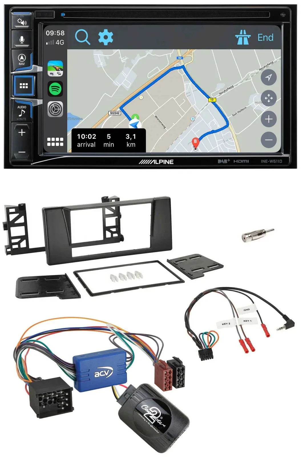 Alpine DAB TMC Bluetooth 2DIN USB Lenkrad Navigation für BMW 5er E39 96-04 Aktiv