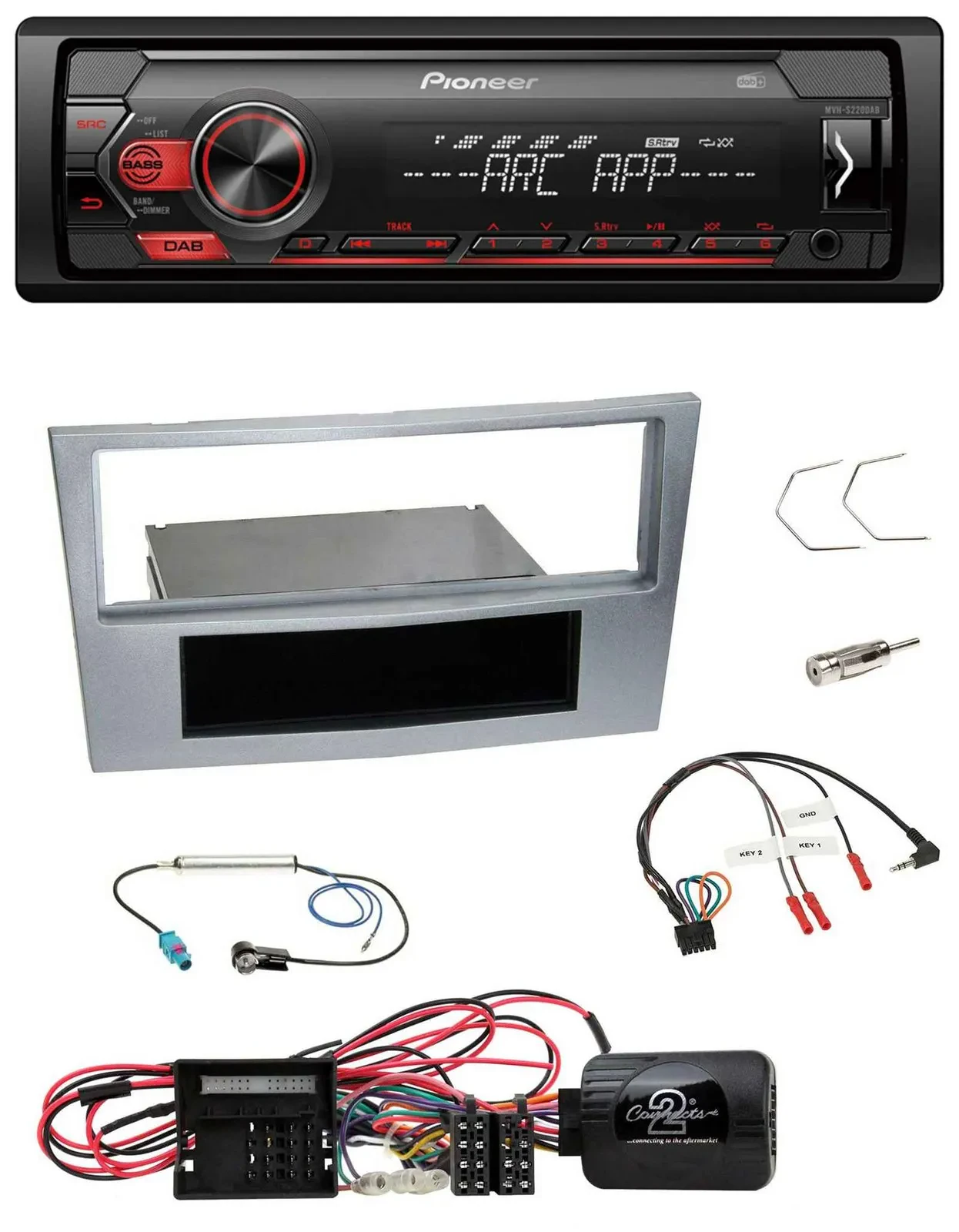 Pioneer DAB 1DIN MP3 Lenkrad USB Autoradio für Opel Corsa D matt-chrom 09-14
