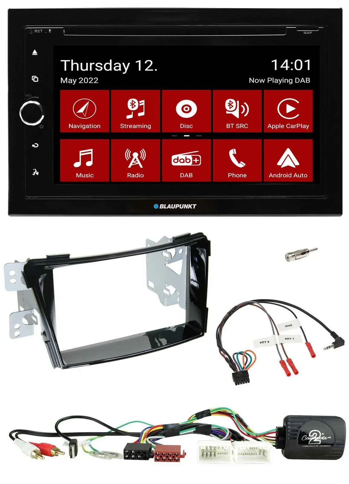 Blaupunkt Lenkrad DVD Bluetooth DAB 2DIN USB Autoradio für Hyundai i40 11-19 USB
