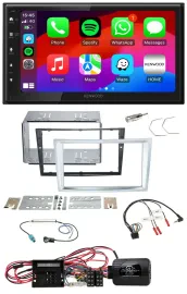 Автомагнитола Kenwood 2 DIN USB DAB Bluetooth с поддержкой управления на руле для Opel Corsa D, матовый хром