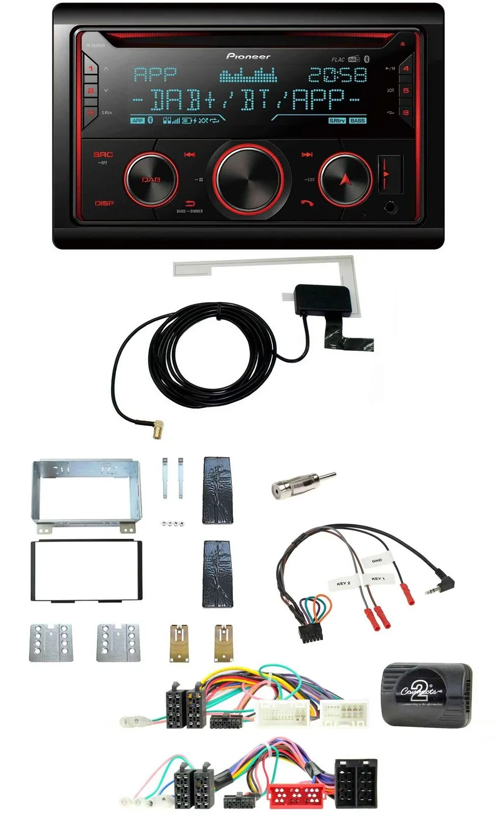 Автомагнитола Pioneer 2-DIN, DAB, USB, CD, Bluetooth, для KIA Carnival II (с 2006), поддержка кнопок на руле