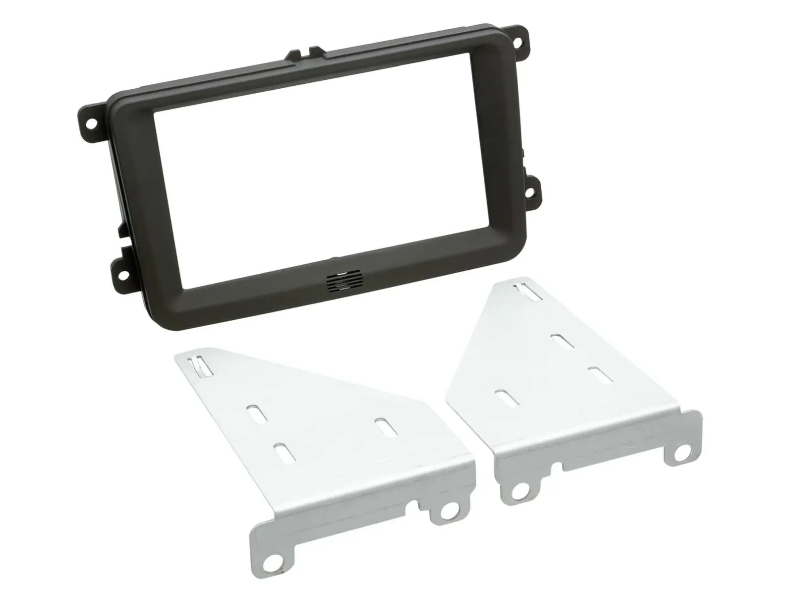 Einbaurahmen Set Doppel DIN Autoradio für Seat Skoda VW schwarz Rubber Touch Kit