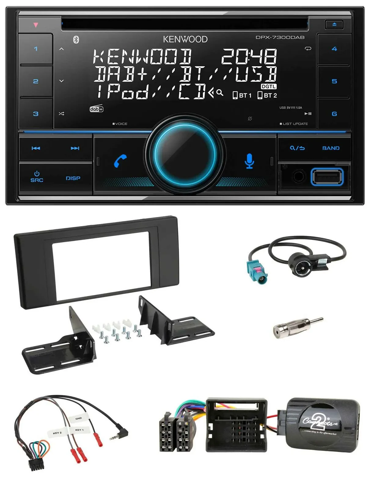 Kenwood CD 2DIN DAB USB Lenkrad Bluetooth Autoradio für BMW X5 E53 2000-2006