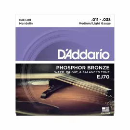 D'ADDARIO EJ70 11"-38" Medium / Light - Saitensatz für Mandoline mit Ball End