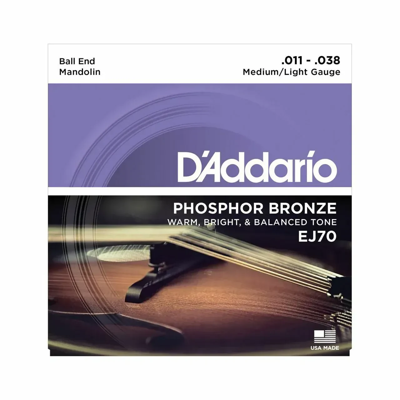 Струны для мандолины D'Addario EJ70 Phosphor Bronze Medium Light 11-38