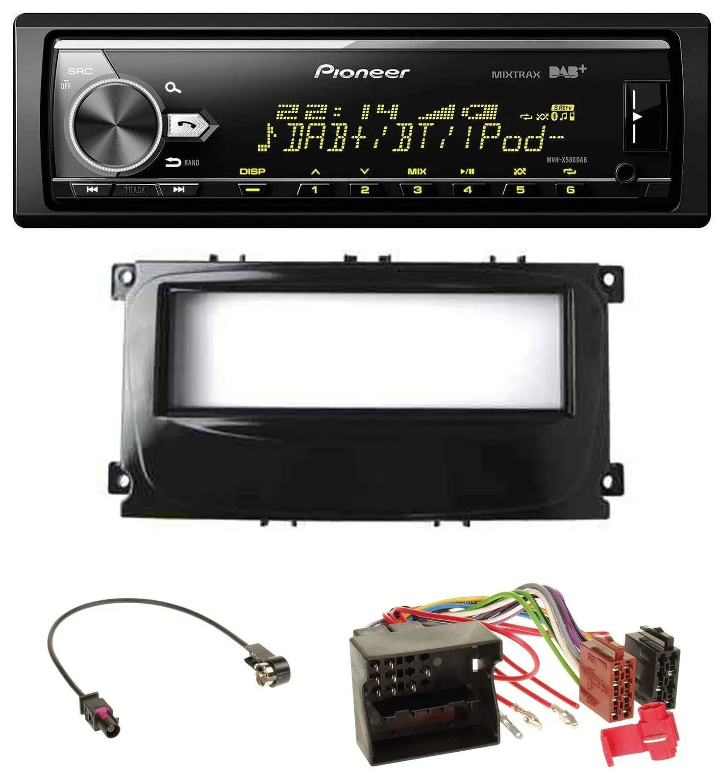 Pioneer Bluetooth USB DAB MP3 Autoradio für Ford C-Max Galaxy Focus ab 2007 glän